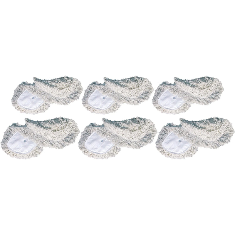Genuine Joe Dust Mop Head Refill - High-Quality Cotton Yarn - White - 6/Carton - Mops & Refills
