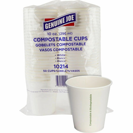 Genuine Joe 10 oz Eco-friendly Paper Cups fl White 50 / Pack (GJO10214)