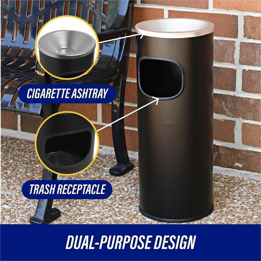 Genuine Joe Fire-safe 3-Gallon Ashtray Receptacle - Alternate-Image2