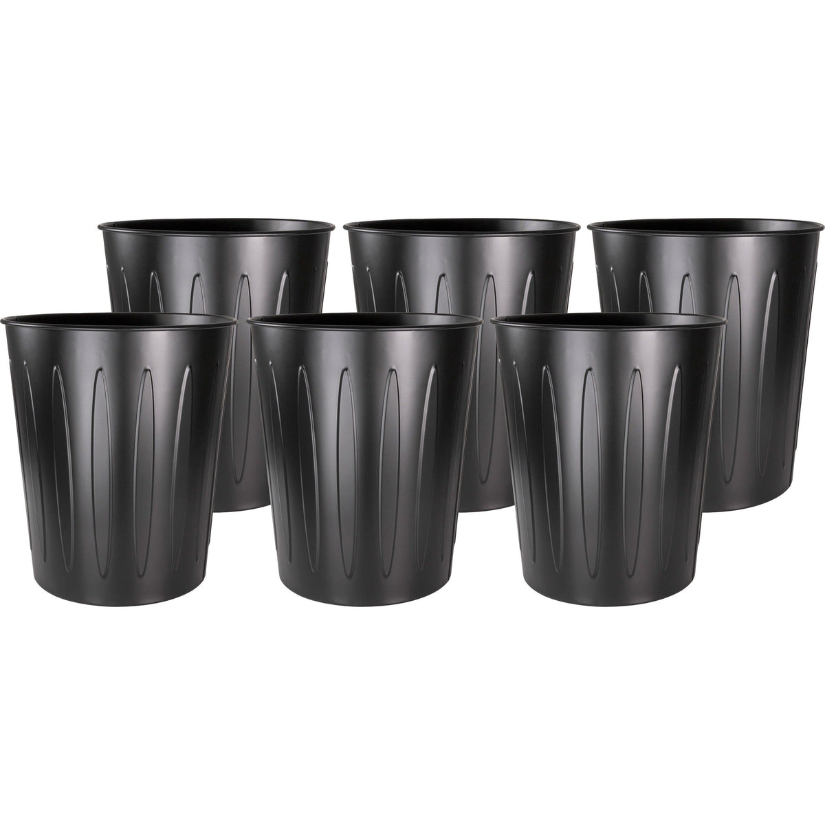 Genuine Joe Fire-Safe Trash Can: 6 gal Capacity Sturdy Metal Steel Black - Carton - Waste Containers & Lids