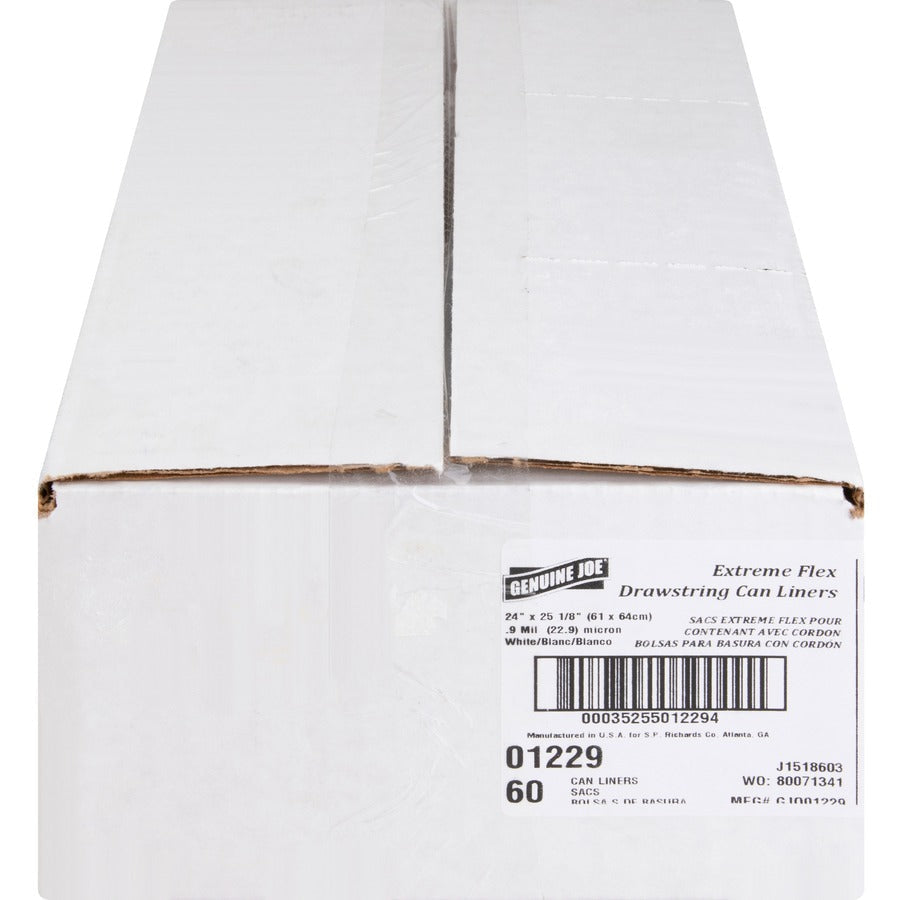 Genuine Joe Flexible Drawstring Trash Can Liners - Left