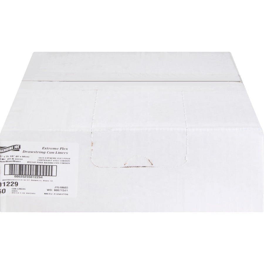 Genuine Joe Flexible Drawstring Trash Can Liners - Front