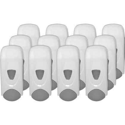 Genuine Joe Foam-Eeze Soap Dispenser: Manual 1.06qt Capacity Refillable - White Gray - Skin Care Dispensers & Refills
