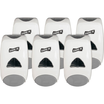 Genuine Joe Foam Soap Dispenser: 1250ml Capacity Manual Refillable - White - Skin Care Dispensers & Refills