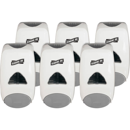 Genuine Joe Foam Soap Dispenser: 1250ml Capacity Manual Refillable - White - Skin Care Dispensers & Refills