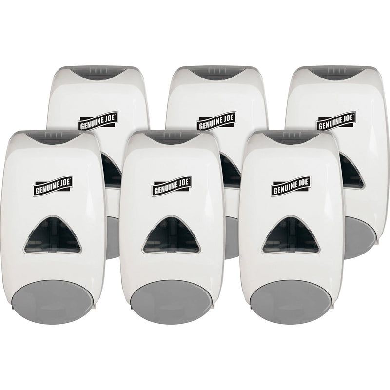 Genuine Joe Foam Soap Dispenser: 1250ml Capacity Manual Refillable - White - Skin Care Dispensers & Refills