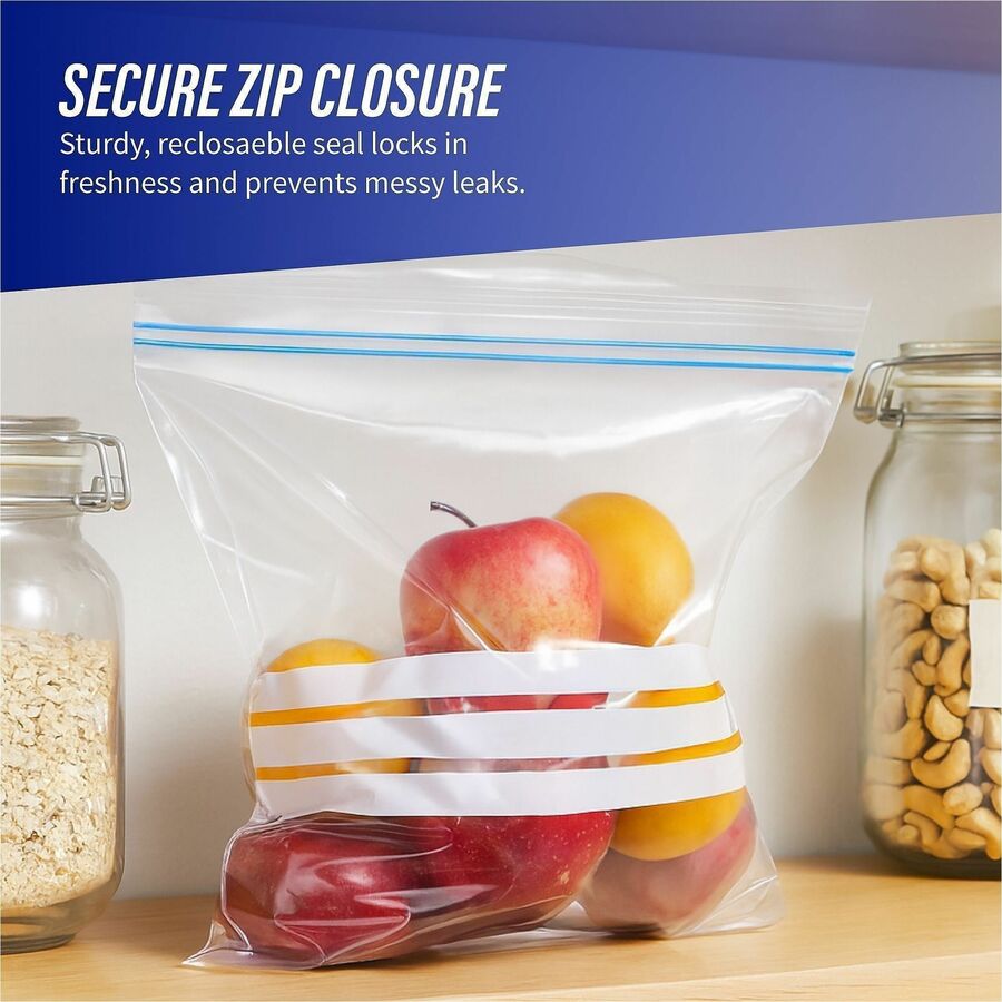 Genuine Joe Food Storage Bags - 1 gal Capacity - 11’’ Length x 10.56’’ Width 1.75 mil (44 Micron) Thickness - Zipper