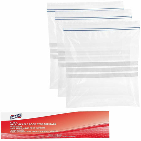Genuine Joe Food Storage Bags - 1 gal Capacity - 11’’ Length x 10.56’’ Width 1.75 mil (44 Micron) Thickness - Zipper