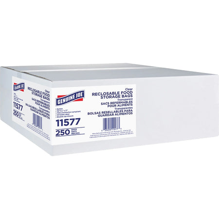 Genuine Joe Food Storage Bags: 1 gal Capacity Zipper Closure - 250/Box