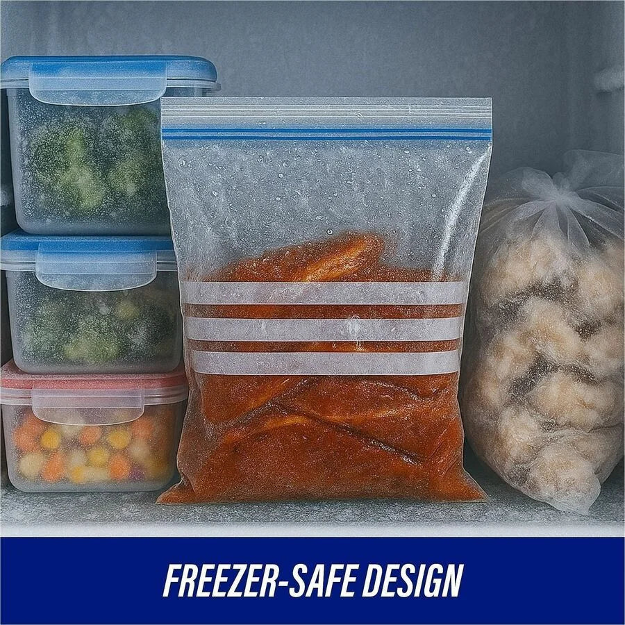 Genuine Joe Food Storage Bags: 1 gal Capacity Zipper Closure - Clear - 40/Box