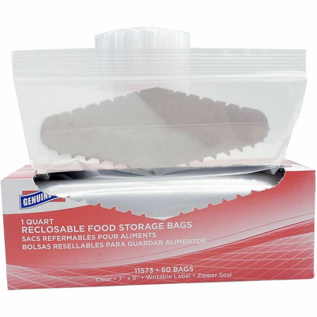 Genuine Joe Food Storage Bags - 1 quart Capacity - 8’’ Length x 7’’ Width 1.75 mil (44 Micron) Thickness - Clear