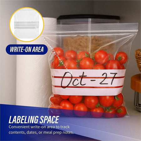Genuine Joe Food Storage Bags - 1 quart Capacity - 8’’ Length x 7’’ Width 1.75 mil (44 Micron) Thickness - Clear