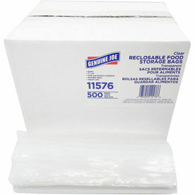 Genuine Joe Food Storage Bags: 1 Quart Capacity Zipper Closure - 500/Box