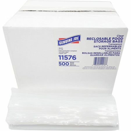 Genuine Joe Food Storage Bags: 1 Quart Capacity Zipper Closure - 500/Box
