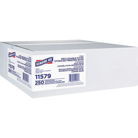 Genuine Joe Freezer Storage Bags: 1 gal Capacity 2.70 mil Thickness Zipper Closure - 250/Box - Food