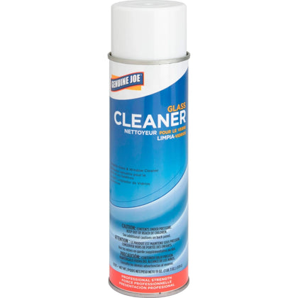 Genuine Joe Glass Cleaner Aerosol - 19 oz - Non-Streaking Ready-To-Use - Cleaners