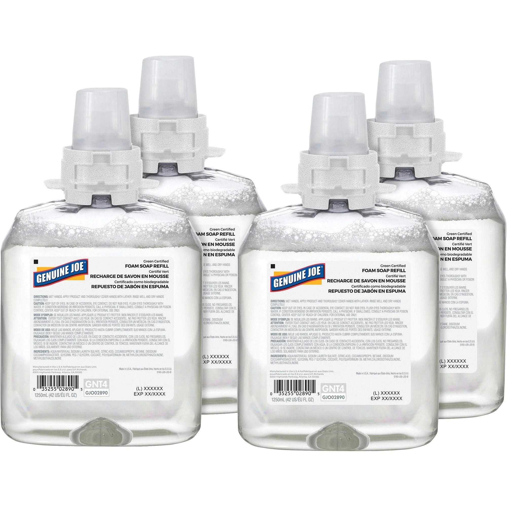Genuine Joe Green Certified Soap Refill - Fragrance-free - 1.32 Quart - 4/Carton - Skin Care Dispensers & Refills
