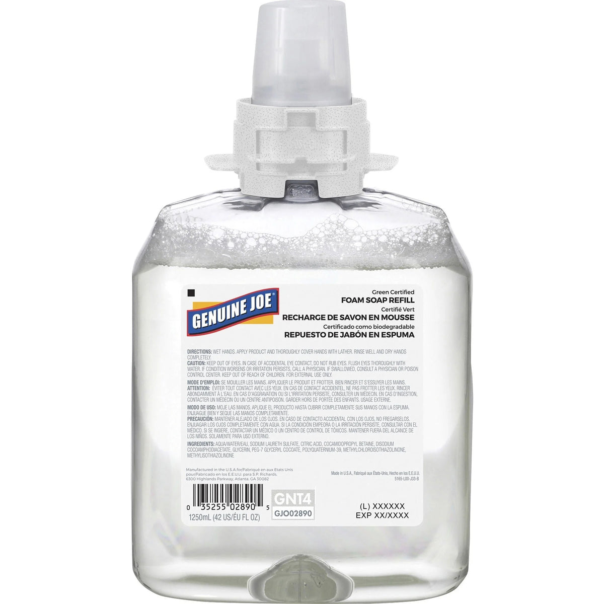 Genuine Joe Green Certified Soap Refill - Fragrance-free 1.32 Quart - Hand & Skin Care - Dispensers Refills
