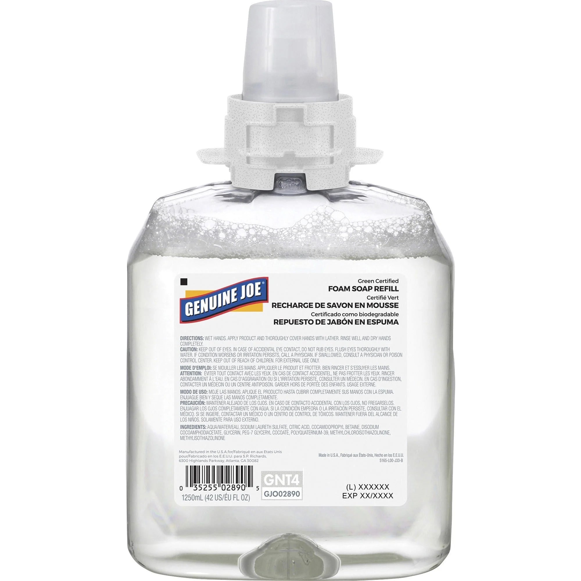 Genuine Joe Green Certified Soap Refill - Fragrance-free 1.32 Quart - Hand & Skin Care - Dispensers Refills