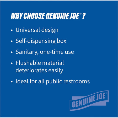Genuine Joe Half-fold Toilet Seat Covers - For Public - 250 / Pack - 10 / Carton - White