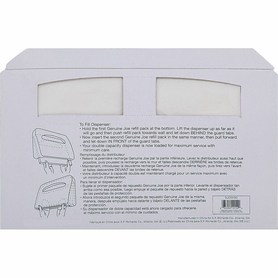 Genuine Joe Half-fold Toilet Seat Covers - For Public - 250 / Pack - 10 / Carton - White