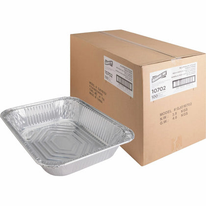 Genuine Joe Half-Size Aluminum Pan: Cooking & Serving - 100/Carton - Food Storage