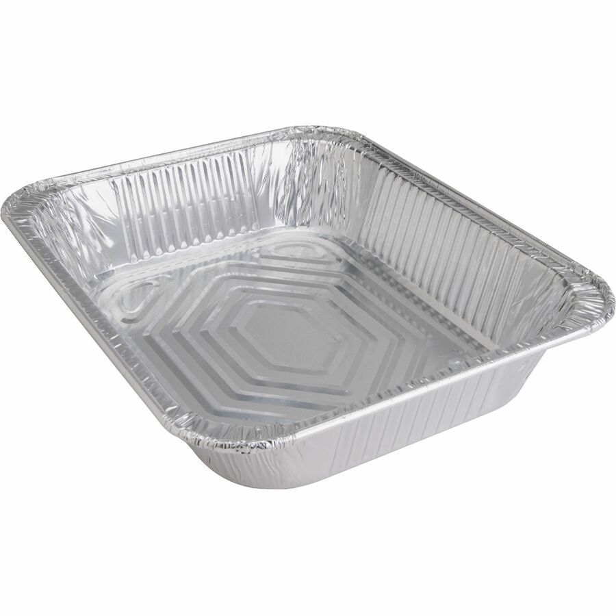 Genuine Joe Half-size Disposable Aluminum Pan - Cooking Serving - 0.5’’ Diameter - Silver - Body - Food Storage
