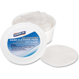 Genuine Joe Hand Cleaning Pads - Pre-moistened White - 50/Pack - Skin Wipes