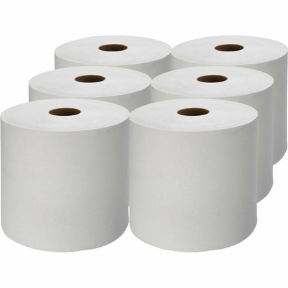 Genuine Joe Hardwound Roll Paper Towels - 1000 ft Length - White - 6/Carton