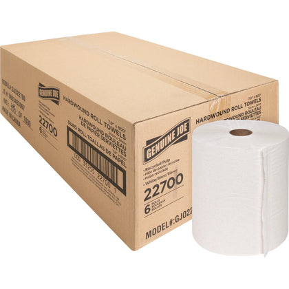 Genuine Joe Hardwound Roll Paper Towels - 7.90’’ x 800 ft - 2’’ Core - White - 6 / Carton