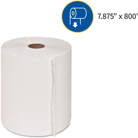 Genuine Joe Hardwound Roll Paper Towels - 7.90’’ x 800 ft - 2’’ Core - White - 6 / Carton