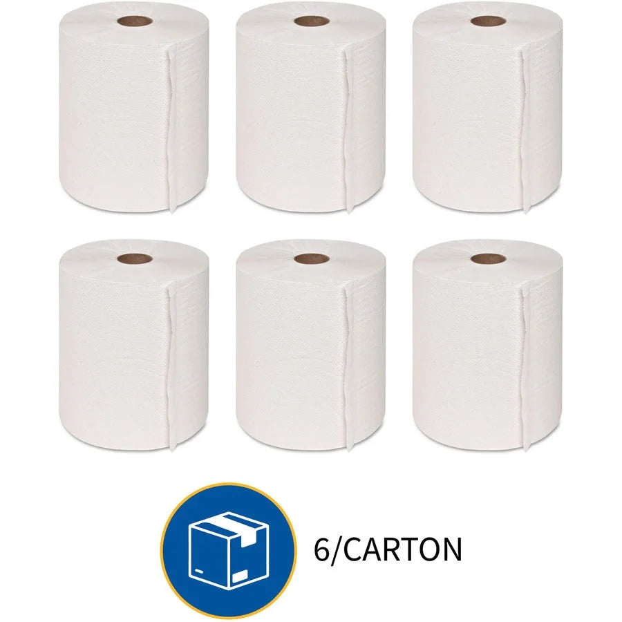 Genuine Joe Hardwound Roll Paper Towels - 7.90’’ x 800 ft - 2’’ Core - White - 6 / Carton