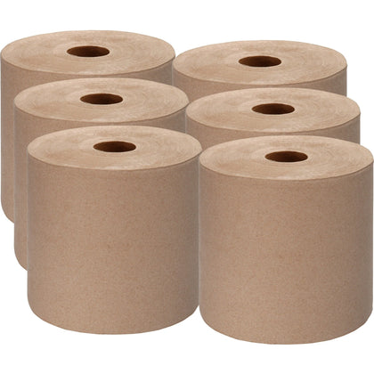 Genuine Joe Hardwound Roll Towels - Kraft 1000 ft - 6/Carton - Paper