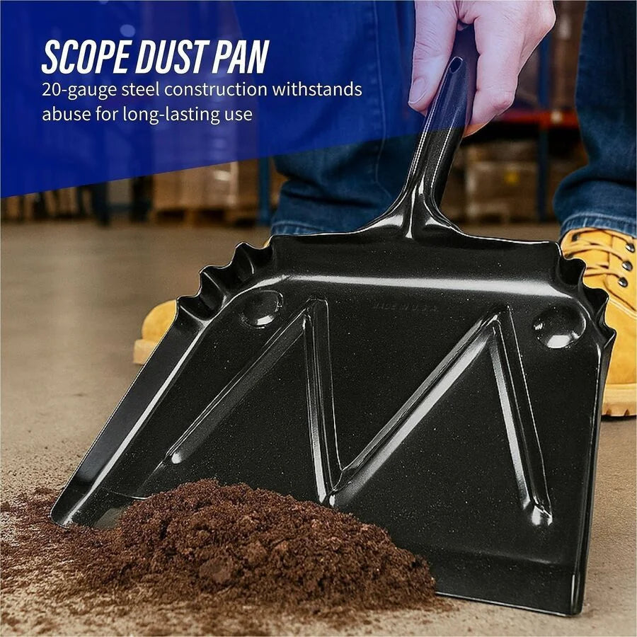Genuine Joe Heavy-Duty Metal Dustpan - 16’’ Wide Steel - Black - Dust Pans