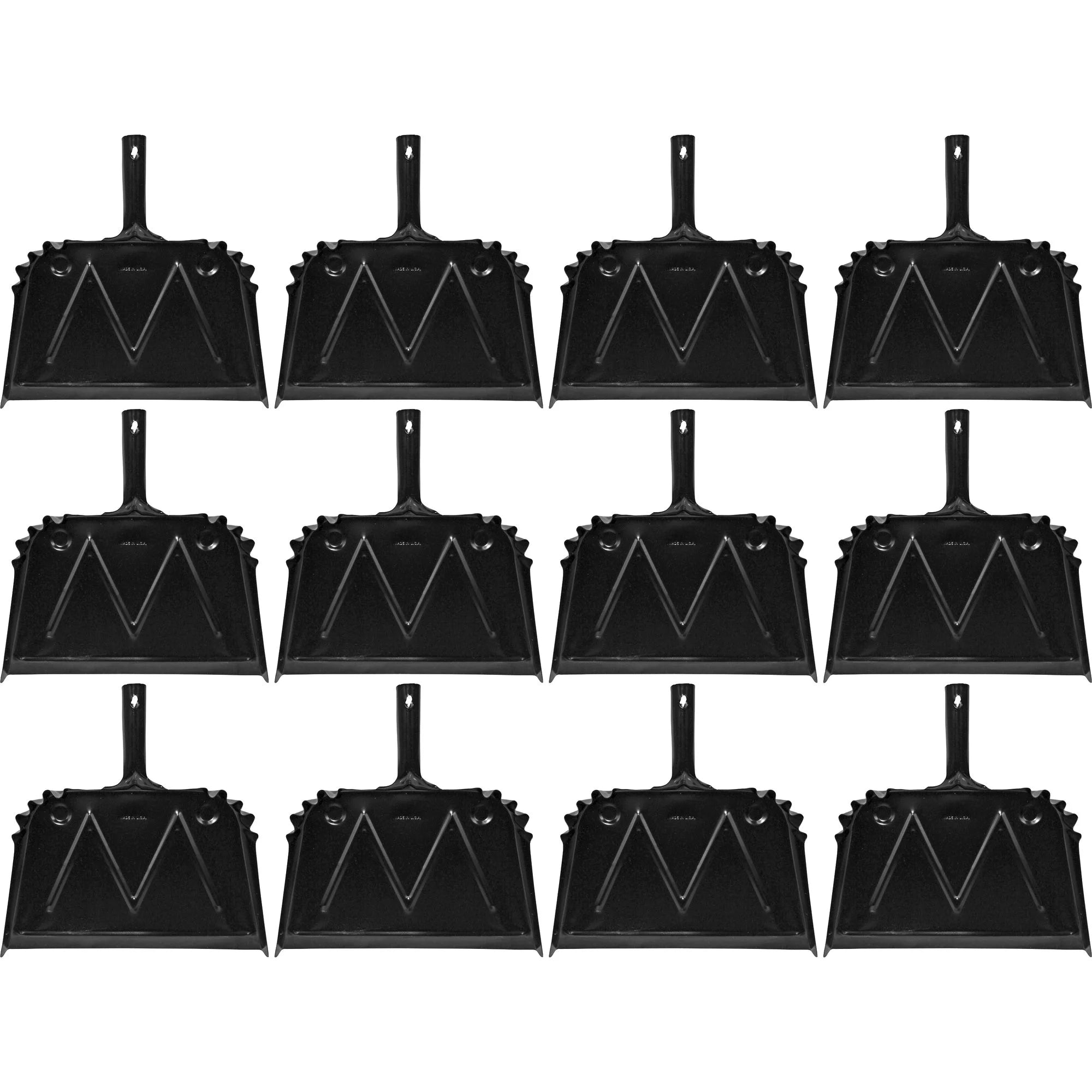 Genuine Joe Heavy-duty Metal Dustpan - 16’’ Wide - Steel Handle - Black - Dust Pans