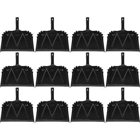 Genuine Joe Heavy-duty Metal Dustpan - 16’’ Wide - Steel Handle - Black - Dust Pans