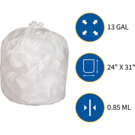 Genuine Joe Heavy-Duty Tall Kitchen Trash Bags - 13 gal Capacity - & Liners
