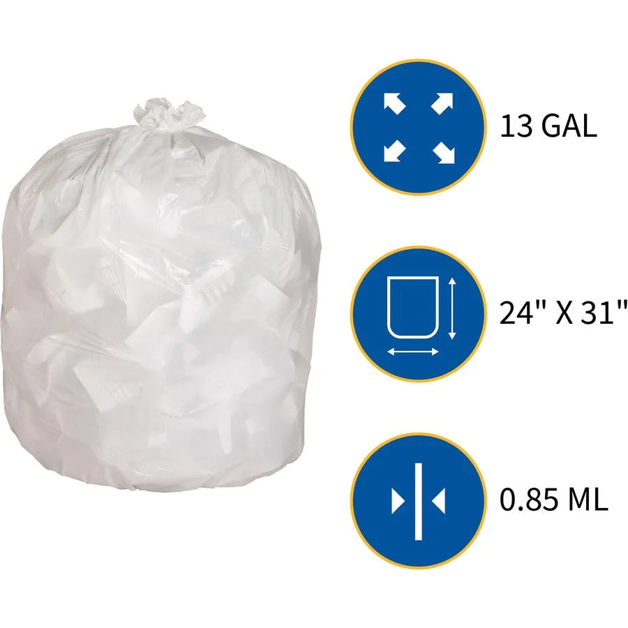 Genuine Joe Heavy-Duty Tall Kitchen Trash Bags - 13 gal Capacity - & Liners
