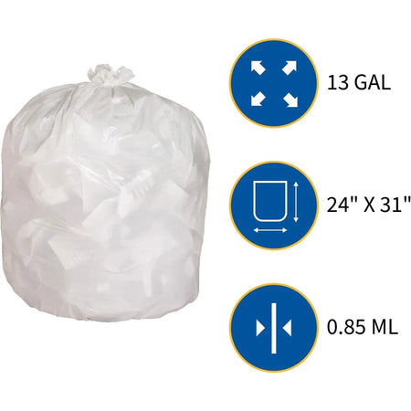 Genuine Joe Heavy-Duty Tall Kitchen Trash Bags - 13 gal Capacity - & Liners