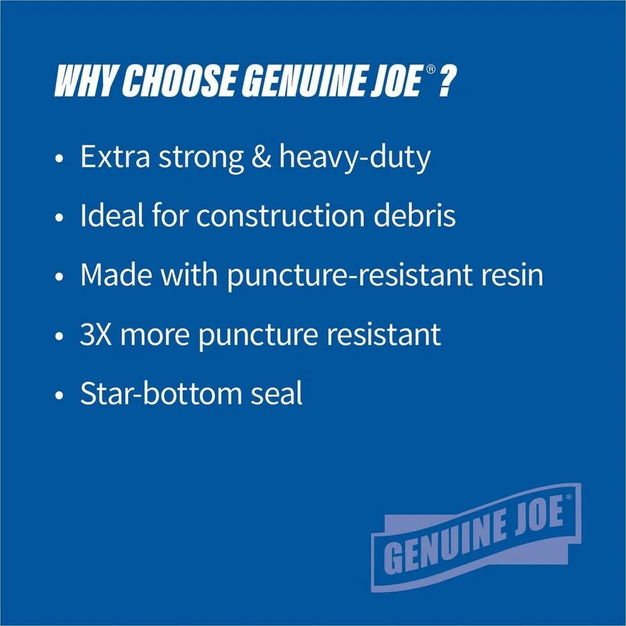 Genuine Joe Heavy-Duty Trash Can Liners - 60 gal Capacity - 56’’ Length - 50/Box - Bags &
