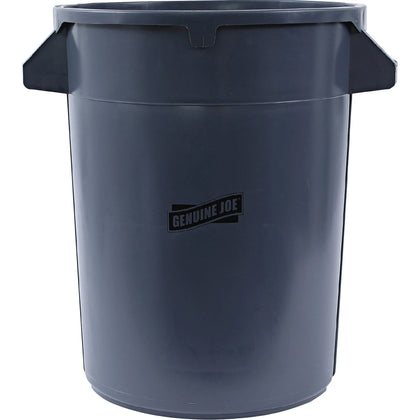 Genuine Joe Heavy-Duty Trash Container - 32 gal - Side Handle Venting Channel - Waste Containers & Lids