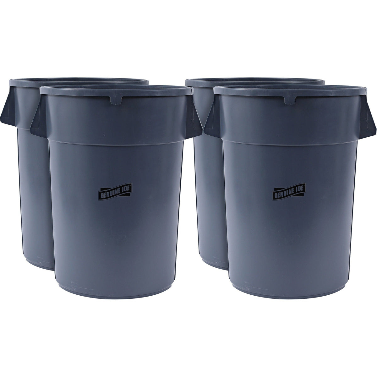 Genuine Joe Heavy-duty Trash Container: 44 gal Capacity Gray - 4/Carton - Waste Containers & Lids