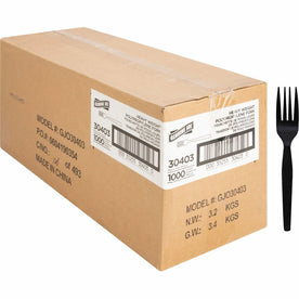 Genuine Joe Heavyweight Disposable Forks - Textured Black - 1000/Carton - Cutlery