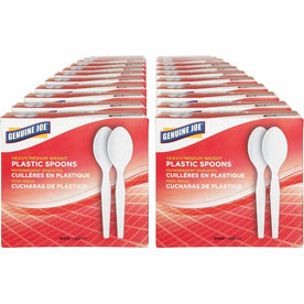 Genuine Joe Heavyweight Disposable Spoons - White - 100/Box - 40/Carton - Cutlery