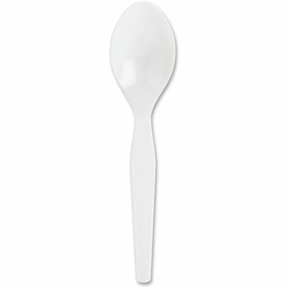 Genuine Joe Heavyweight Disposable Spoons - White - 100/Box - Cutlery