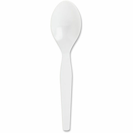 Genuine Joe Heavyweight Disposable Spoons - White - 100 / Box - Cutlery
