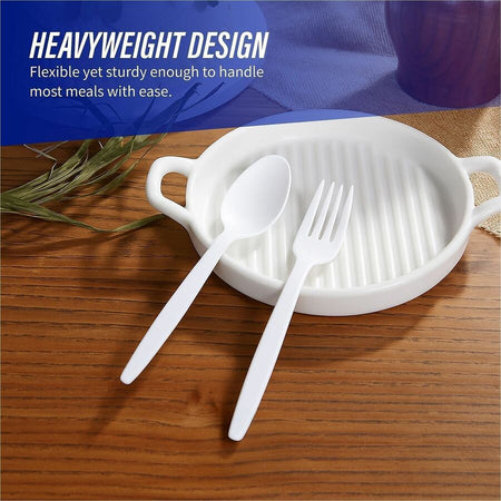 Genuine Joe Heavyweight Disposable Spoons - White - 100 / Box - Cutlery