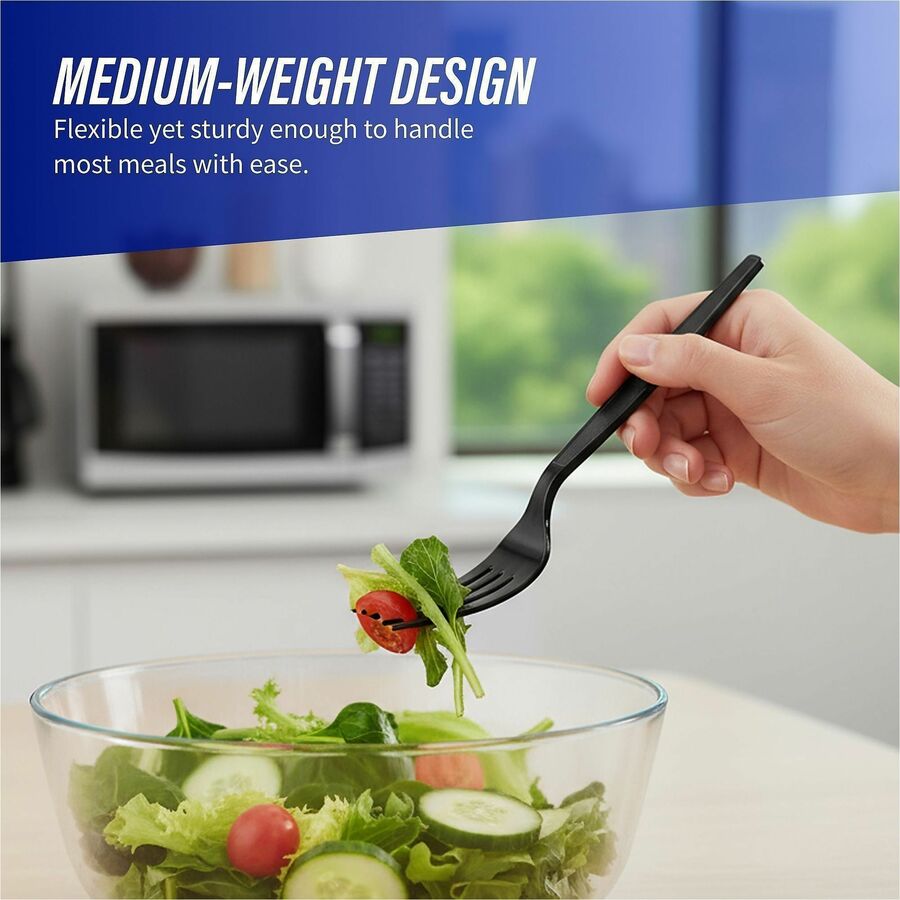 Genuine Joe Heavyweight Fork - 1 Piece(s) - x - Disposable - Textured - Black - 1000 / Carton - Cutlery