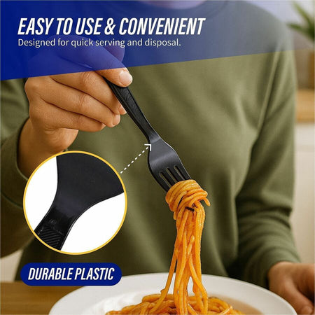 Genuine Joe Heavyweight Fork - 1 Piece(s) - x - Disposable - Textured - Black - 1000 / Carton - Cutlery