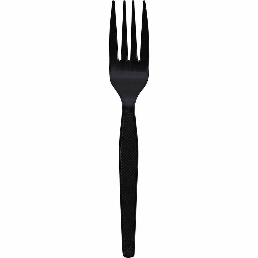 Genuine Joe Heavyweight Fork - 1 Piece(s) - x - Disposable - Textured - Black - 1000 / Carton - Cutlery